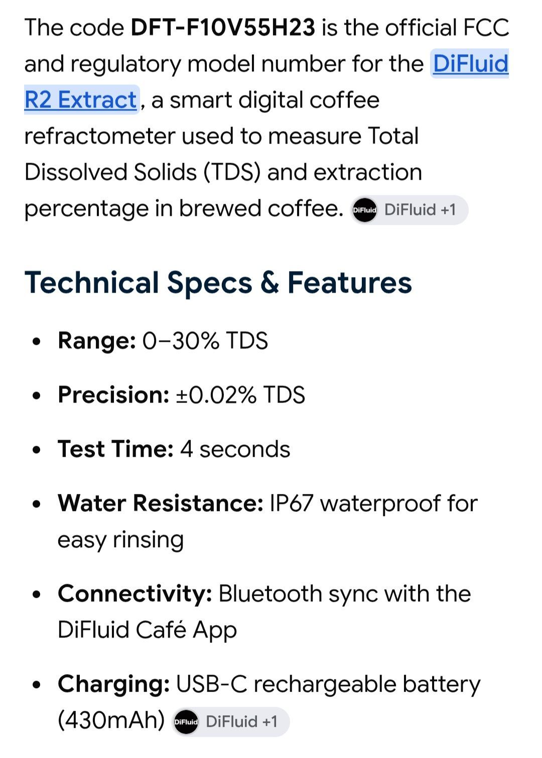 DiFluid Smart Pocket Digital Coffee Refractometer DFT-F10V55H23 - photo 4