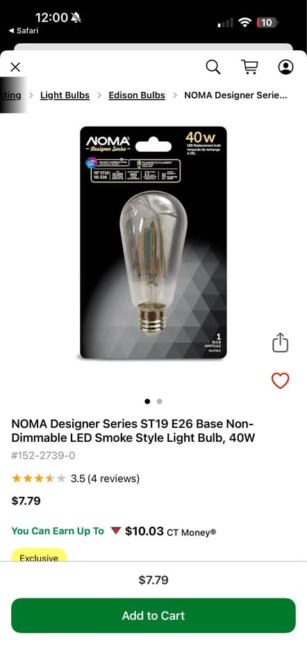 NOMA Designer Series ST19 E26 Smoke Style LED Light Bulbs 2 coun - photo 2