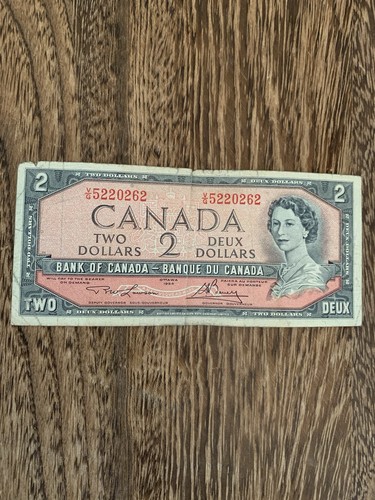 Canada 1954 $2 Two Dollar note bill