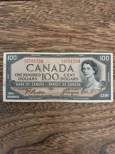 $100 Canadian Bank Note Bill.