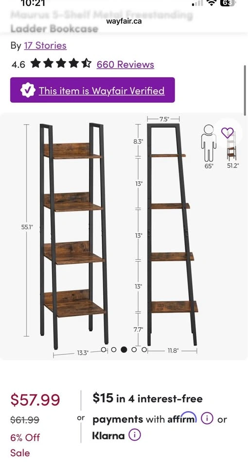 Bookshelf / Bookcase - 4 Shelf - photo 3