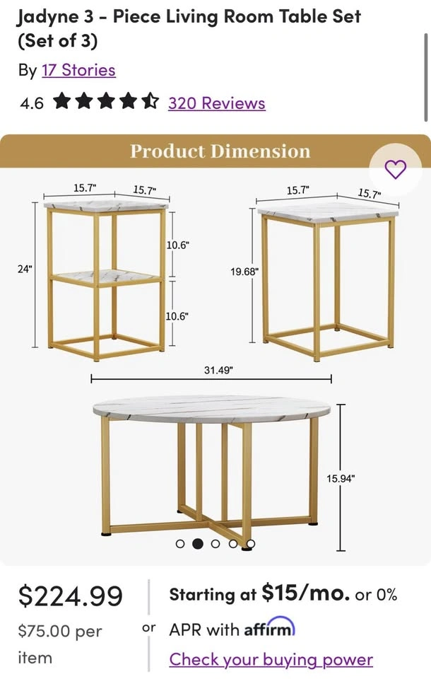Coffee Table Set 3 pc with Side Tables - photo 3