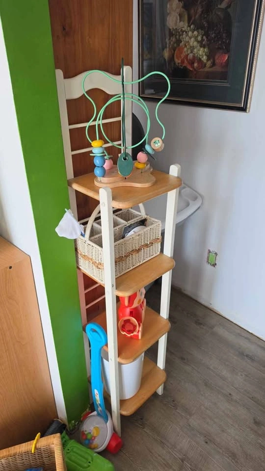 4-Tier Wood and White Narrow Shelving Unit - photo 2
