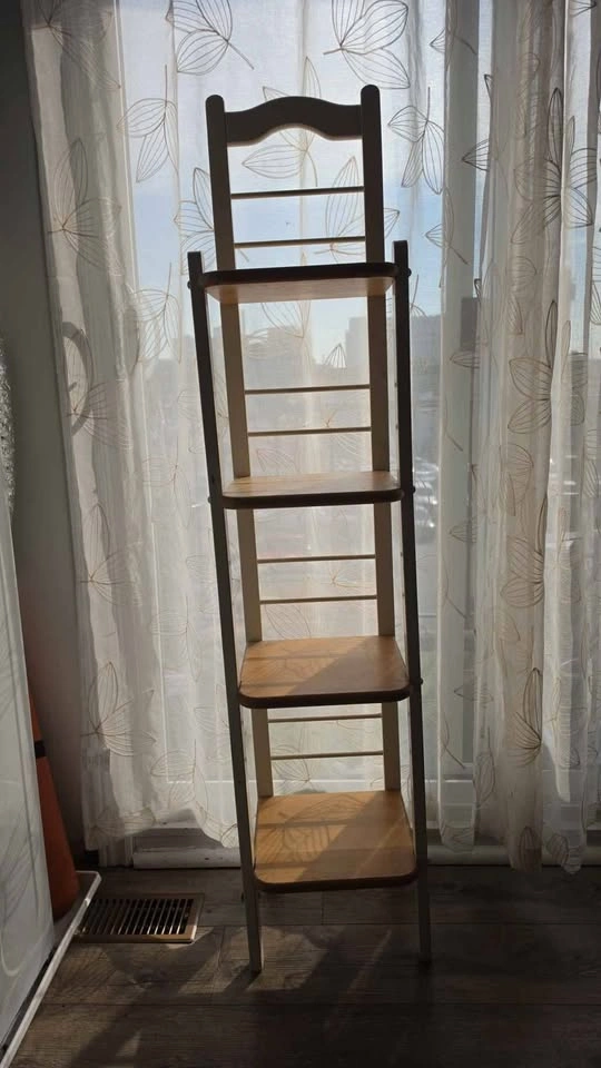 4-Tier Wood and White Narrow Shelving Unit - photo 4