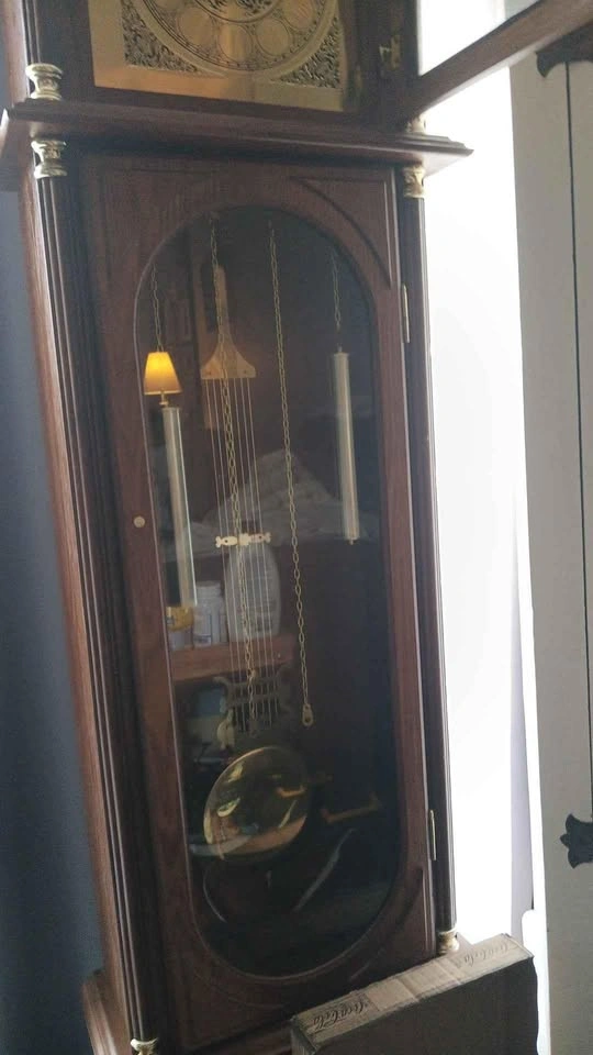 Traditional Wooden Grandfather Clock with Moon Phase Dial - photo 3