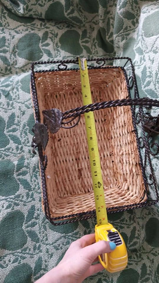 Woven Wicker and Metal Decorative Basket - photo 3
