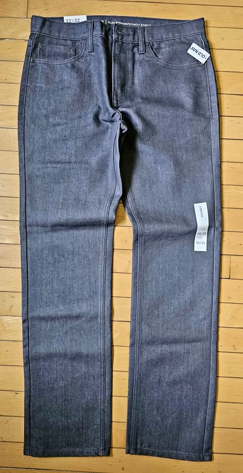 NWT Old Navy Men's Slim Straight Denim Jeans Dark Grey 32x32