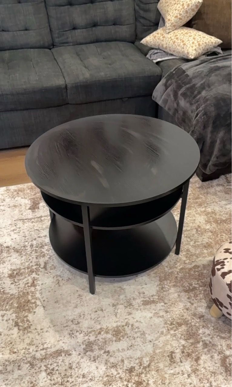 Black Round 2-Tier Coffee Table