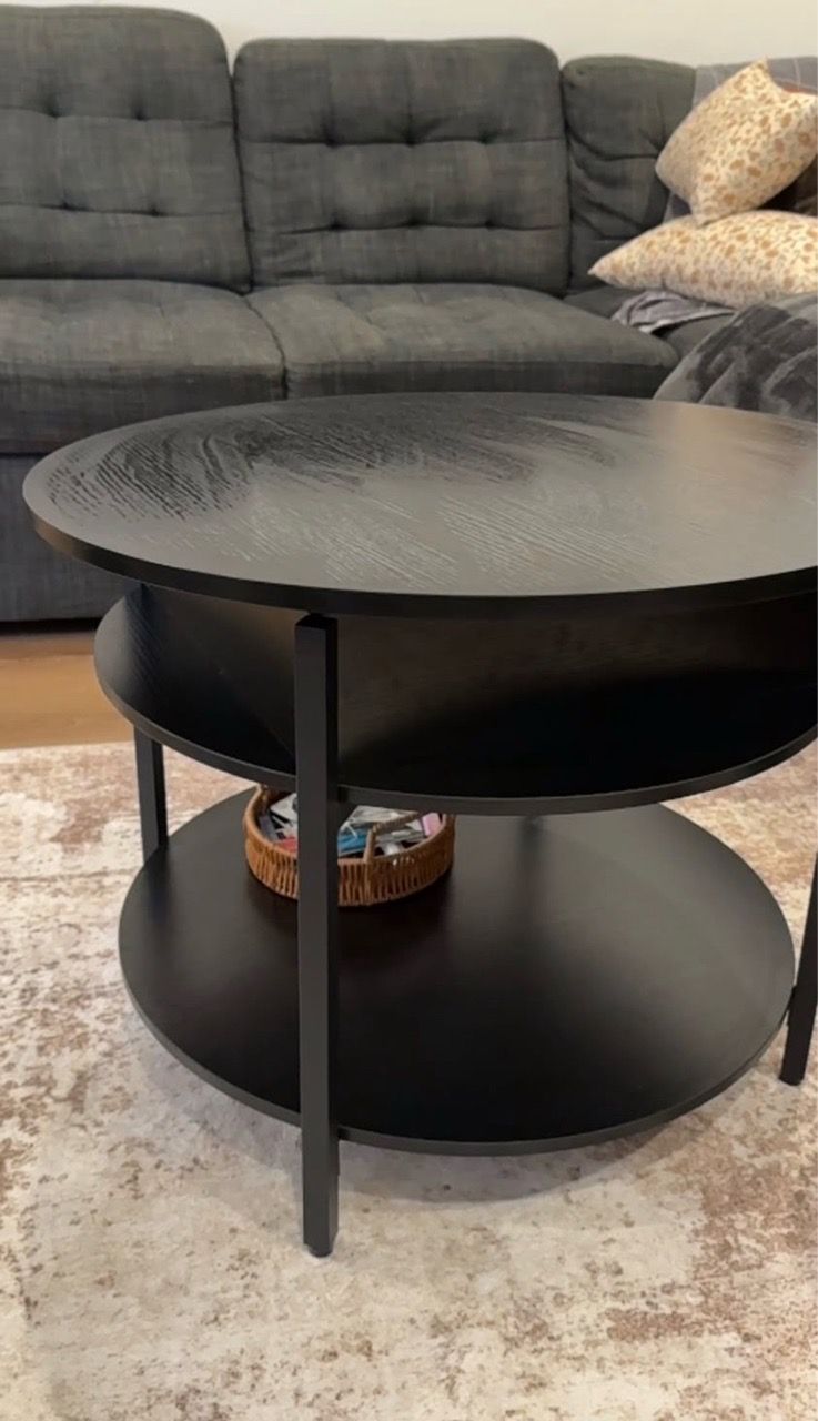 Black Round 2-Tier Coffee Table - photo 2
