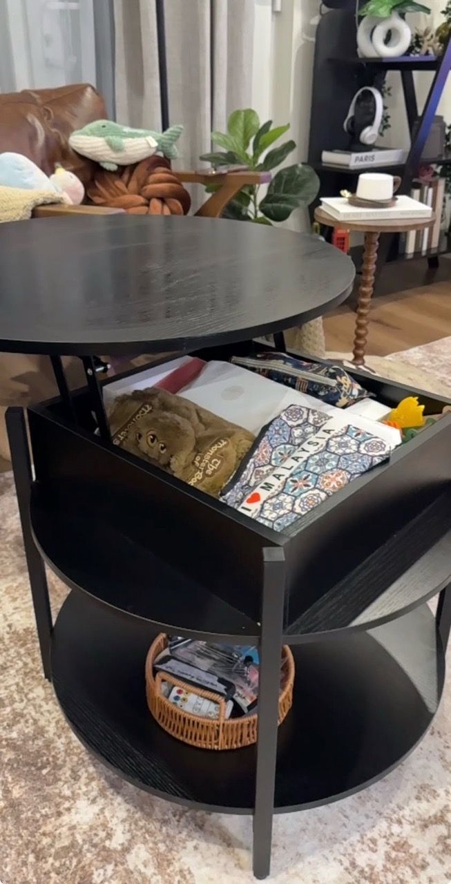 Black Round 2-Tier Coffee Table - photo 3