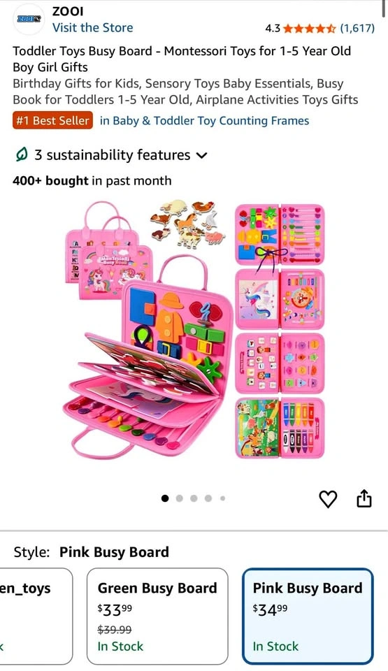 Toddler Toys Busy Board - Montessori Toys for 1-5 Year Old