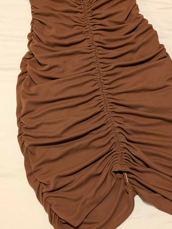 Zara ruched brown bodycon dress - photo 2