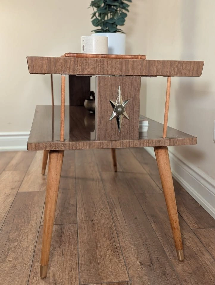 Vintage 70s Coffee Table with Brass Sun Detail - photo 4