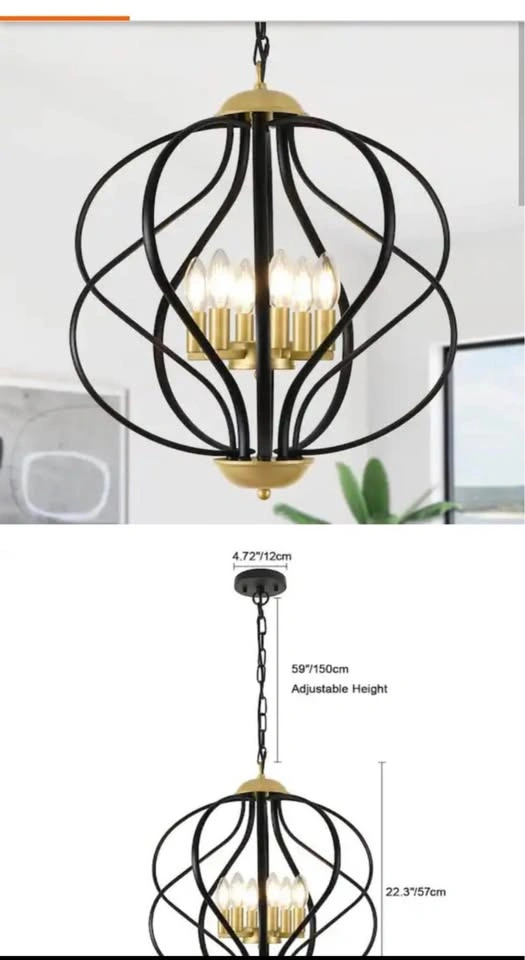 Modern 6 Light Black and Gold Globe Chandelier - photo 2