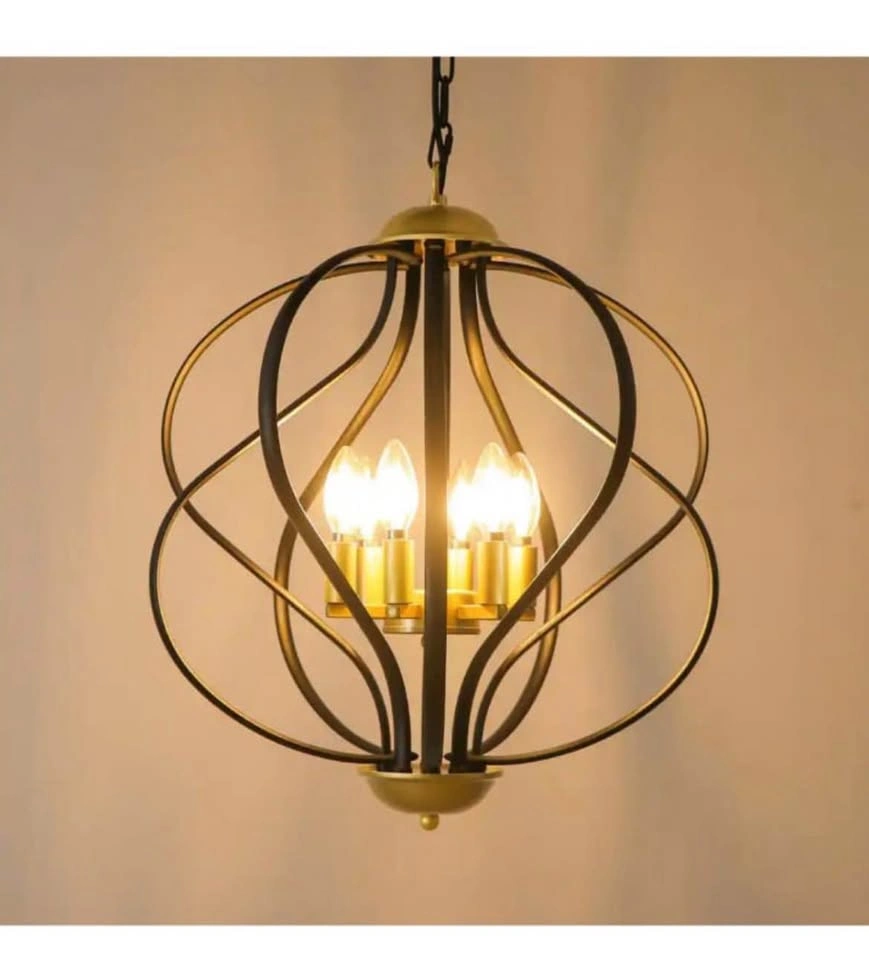 Modern 6 Light Black and Gold Globe Chandelier - photo 5