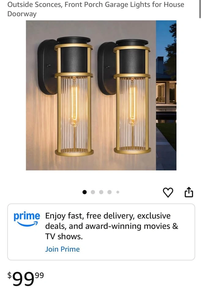 Gold Outdoor Wall Lights 2-Pack - photo 3
