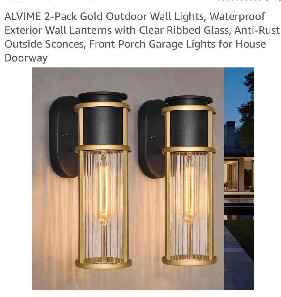 Gold Outdoor Wall Lights 2-Pack - photo 4