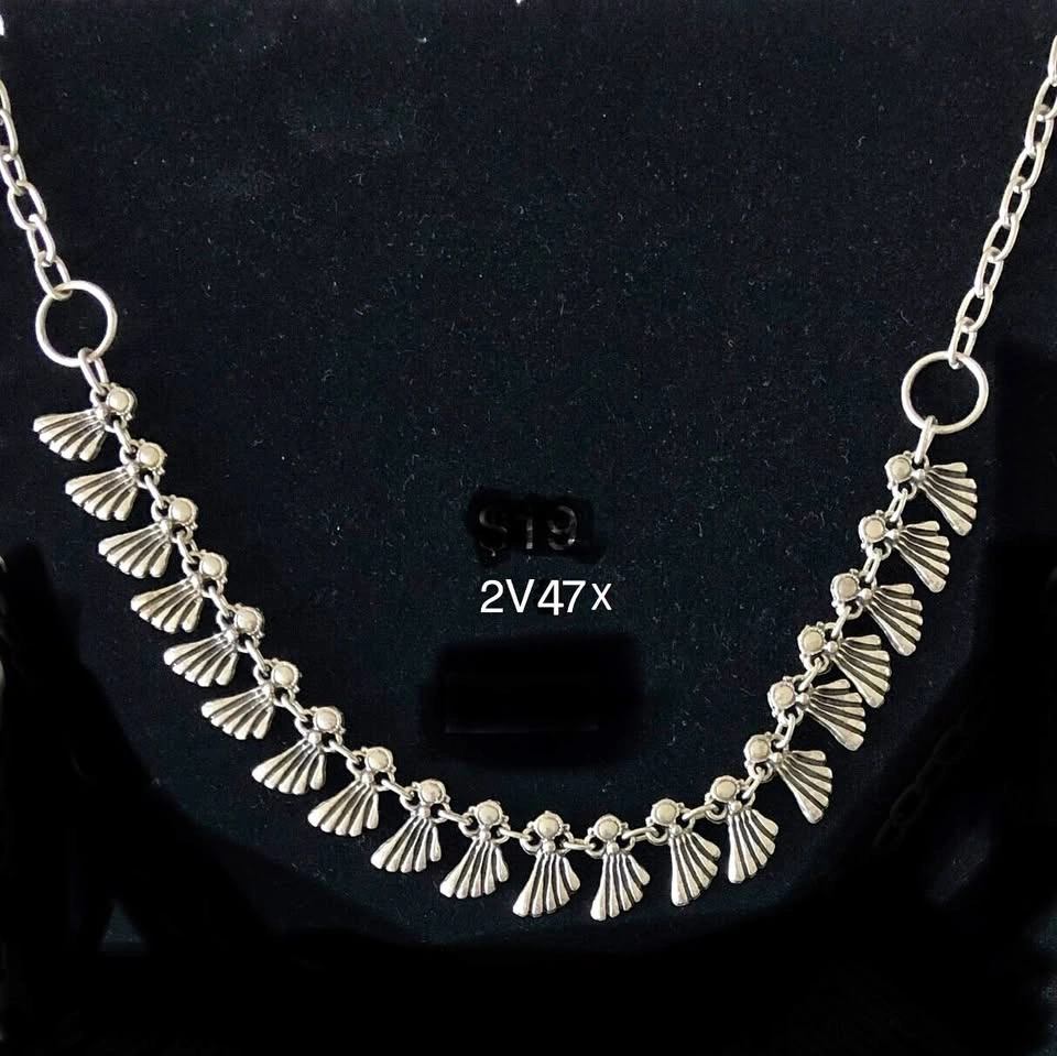 Necklace-Pewter, Silver Plated