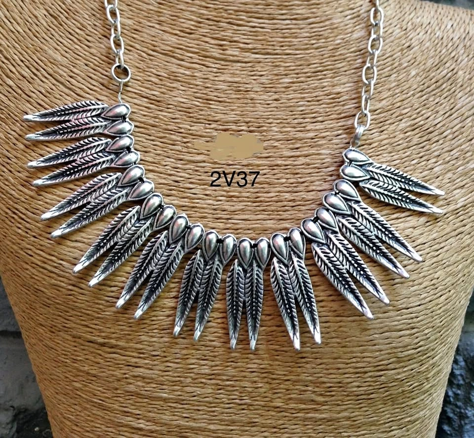 Necklace-Pewter, Silver Plated