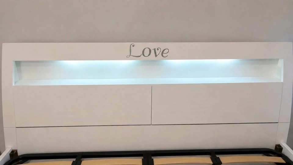 Queen Size White Bed Frame with Headboard & LED Lights - photo 3