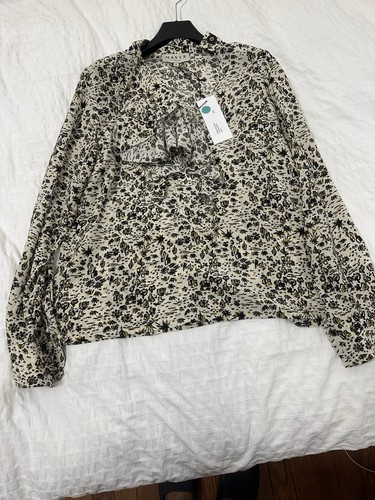 Mayle Women’s Floral Blouse Beige/Black/Olive Size 6