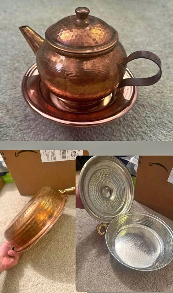 Handcrafted Pure Copper Antique Cooking Pot with Lid