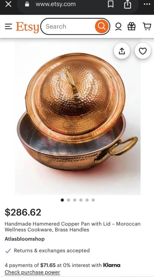 Handcrafted Pure Copper Antique Cooking Pot with Lid - photo 4