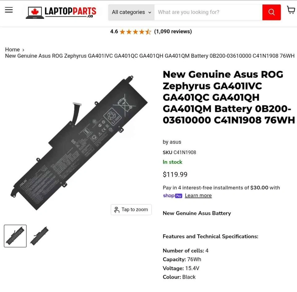 Asus ROG Zephyrus G14 Laptop Battery. Like New! - photo 5