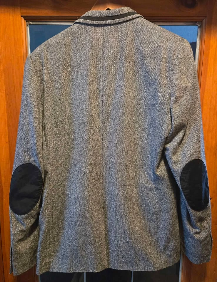 H&M grey herringbone tweed single-breasted blazer. New. 42 R. - photo 3