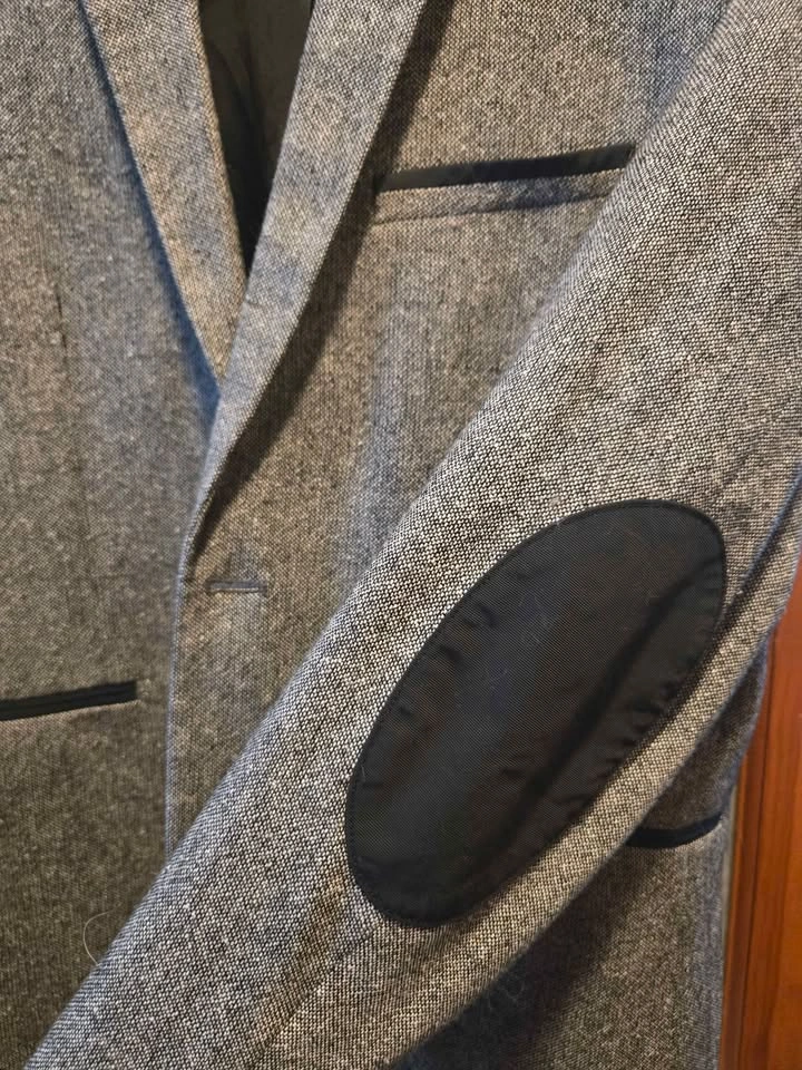 H&M grey herringbone tweed single-breasted blazer. New. 42 R. - photo 4
