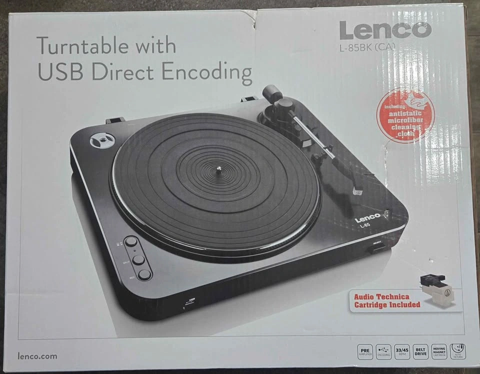 LENCO L-85CA – Turntable with USB direct encoding. New in Box.