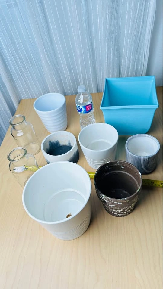 Assorted Ceramic Plant Pots and Glass Vases