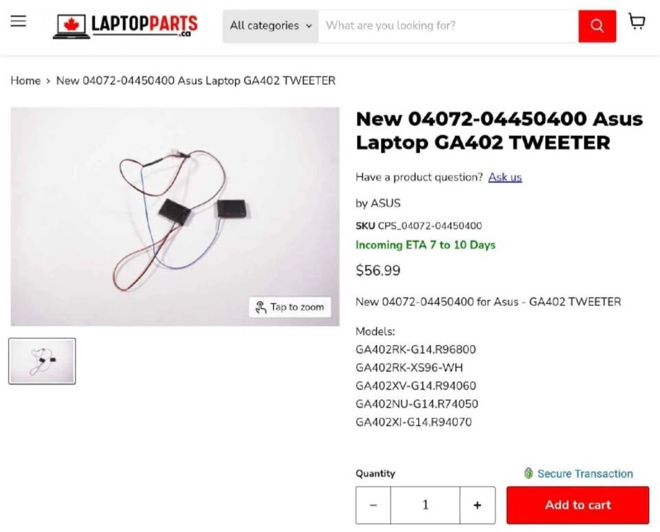 Genuine Asus ROG Zephyrus G14 Laptop Tweeters. Like New! - photo 3