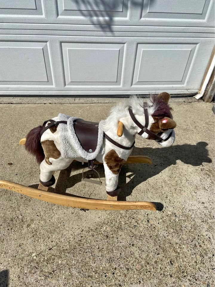 Plush Rocking Horse with Wooden Base- Price negotiable!