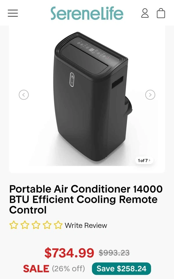 Serenelife Portable Air Conditioner 14000 BTU - photo 2