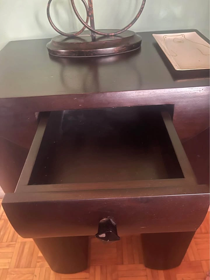 Two Dark Wood Nightstands - photo 2