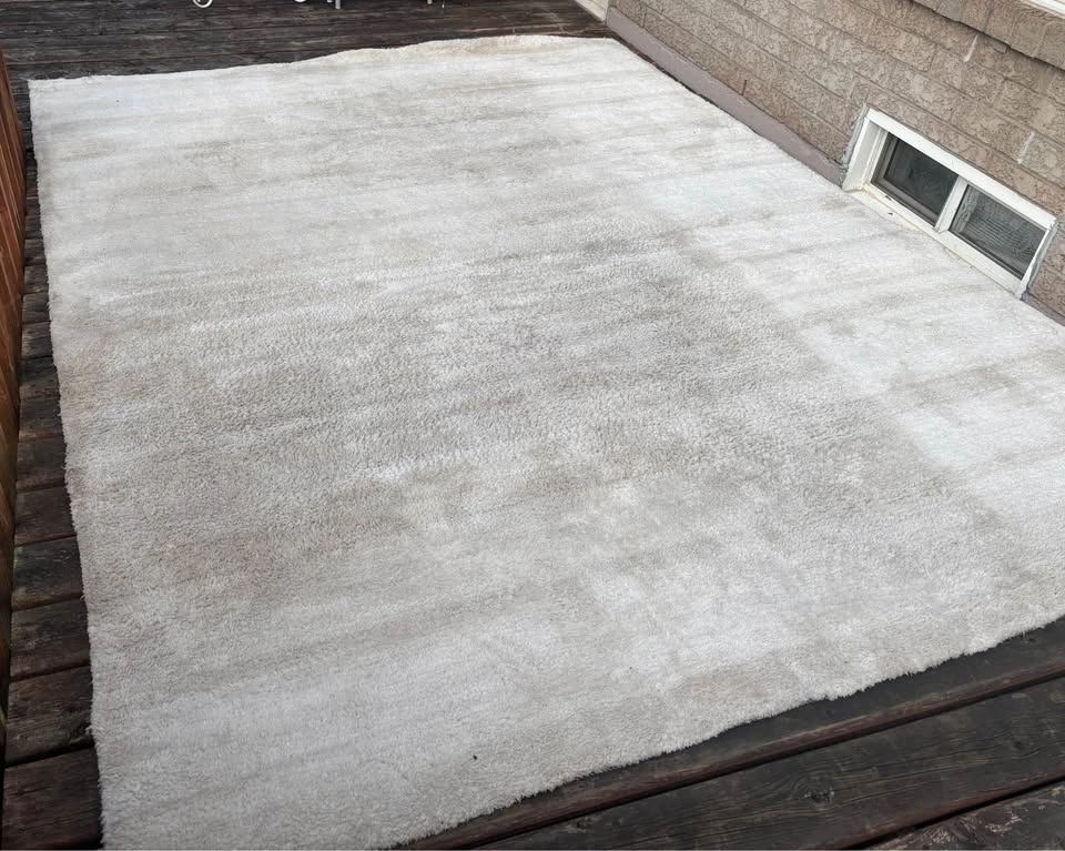 Large Off-White Shag Area Rug (7’ 8” x 10’)