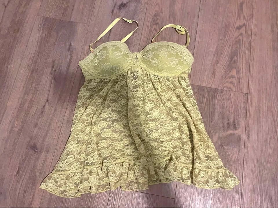 Yellow Babydoll Lace Top