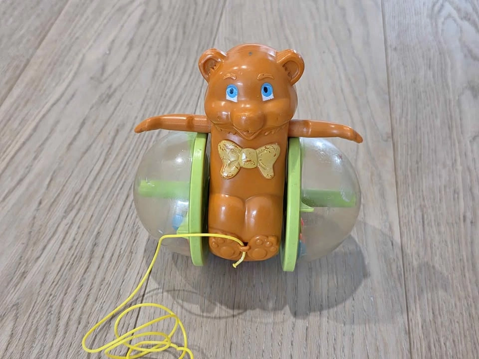 Bear ball popper pull toy