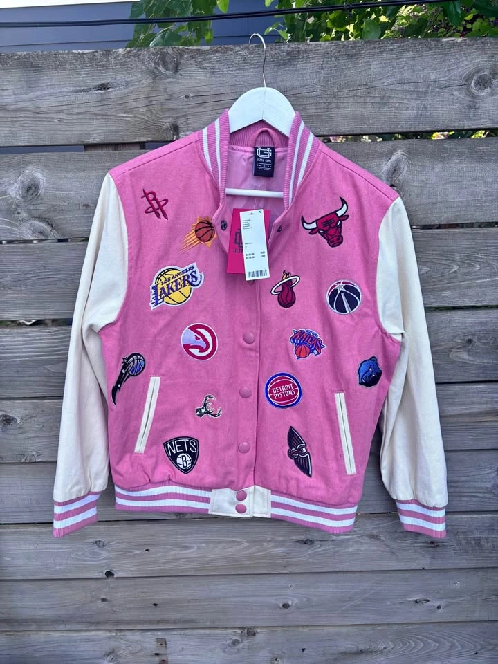 Ultra Game x Urban Outfitters NBA Pink Varsity Jacket Small
