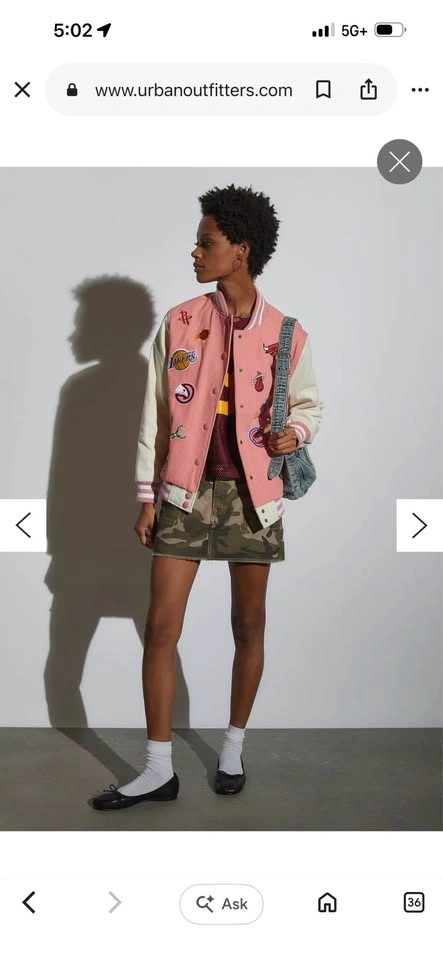 Ultra Game x Urban Outfitters NBA Pink Varsity Jacket Small - photo 4