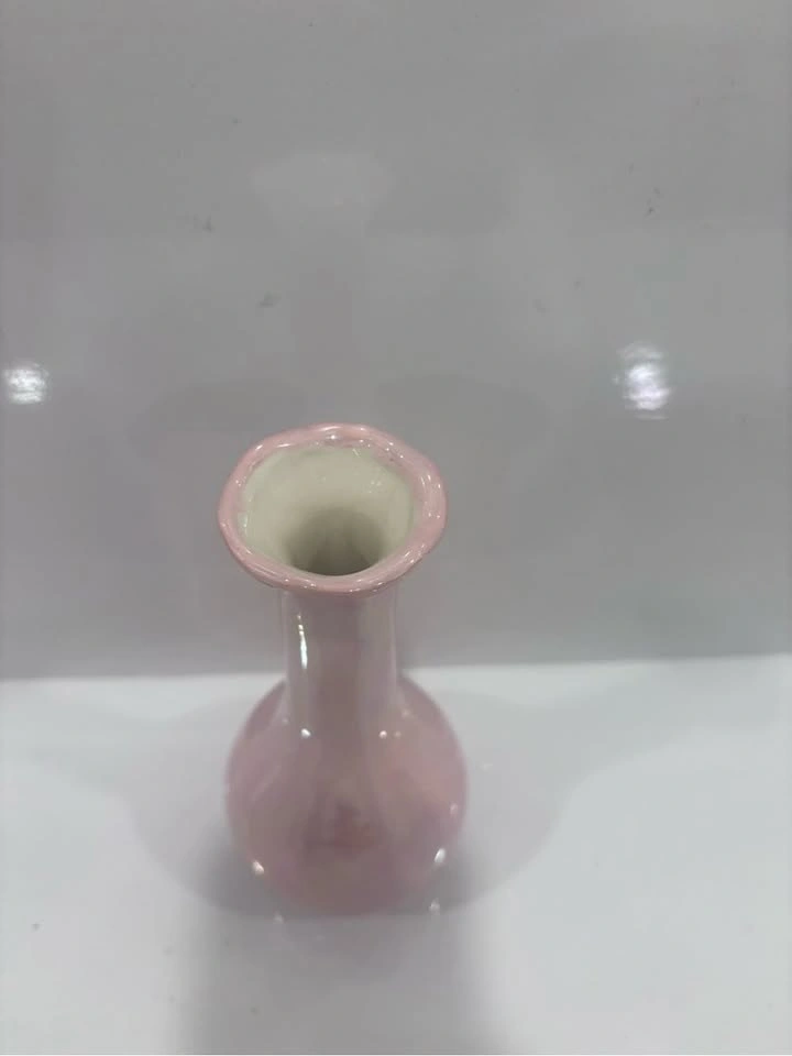 Vintage Pink Lustreware Ceramic Bud Vase – Iridescent Pearl Fini - photo 2