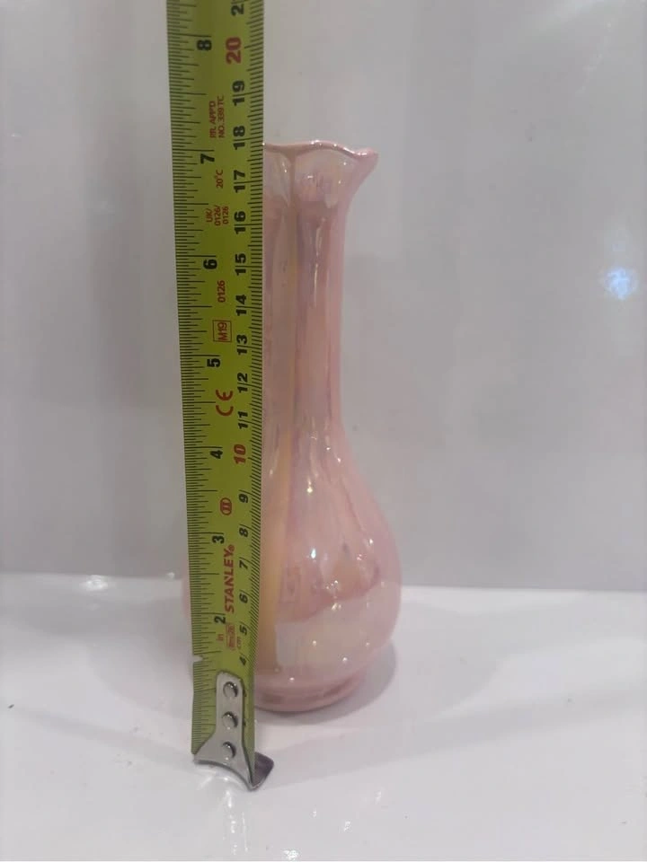 Vintage Pink Lustreware Ceramic Bud Vase – Iridescent Pearl Fini - photo 4