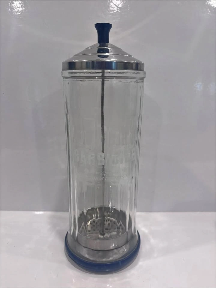 Vintage Barbicide Glass Barber Disinfectant Jar