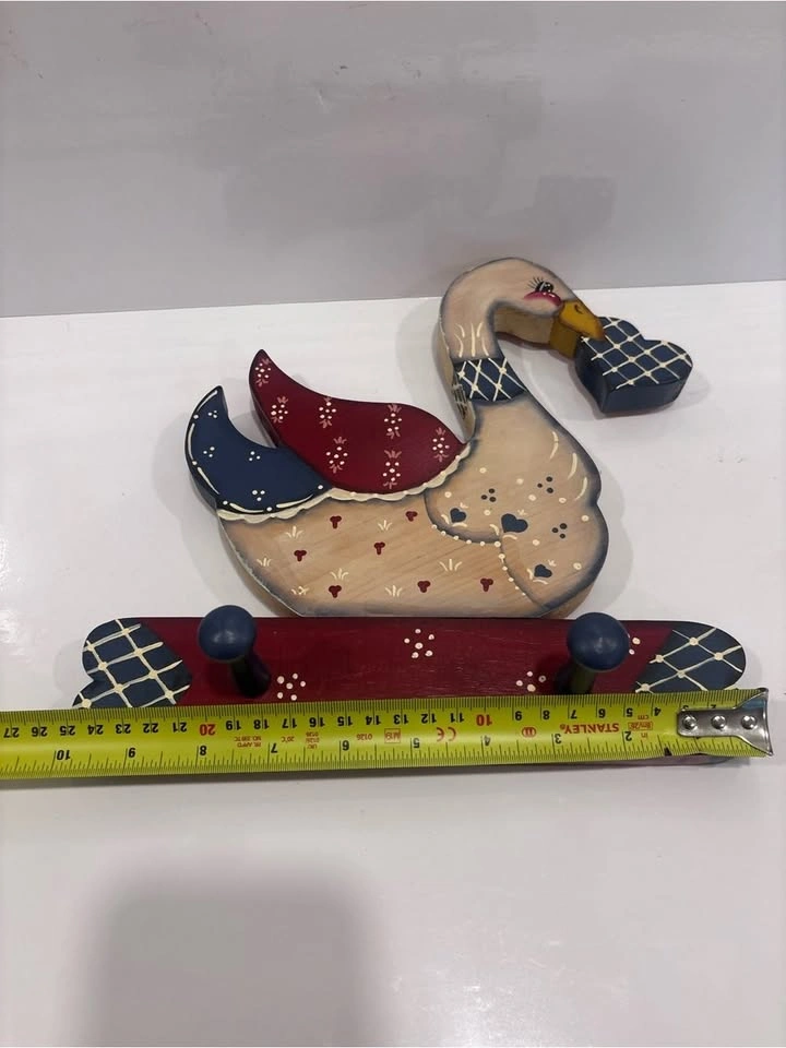 Vintage Hand-Painted Wooden Goose Wall Hook - photo 5