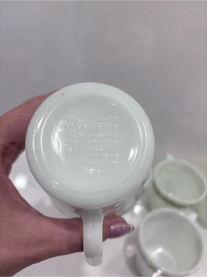 Vintage Pyrex green crazy daisy set of 6 mugs milk glass - photo 4