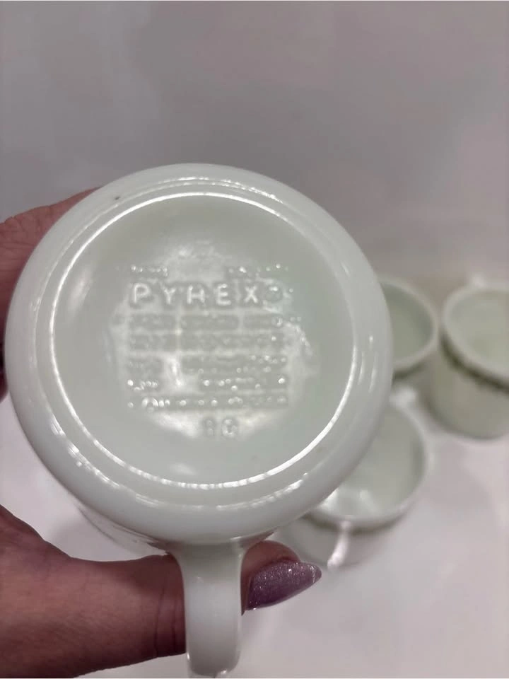 Vintage Pyrex green crazy daisy set of 6 mugs milk glass - photo 5