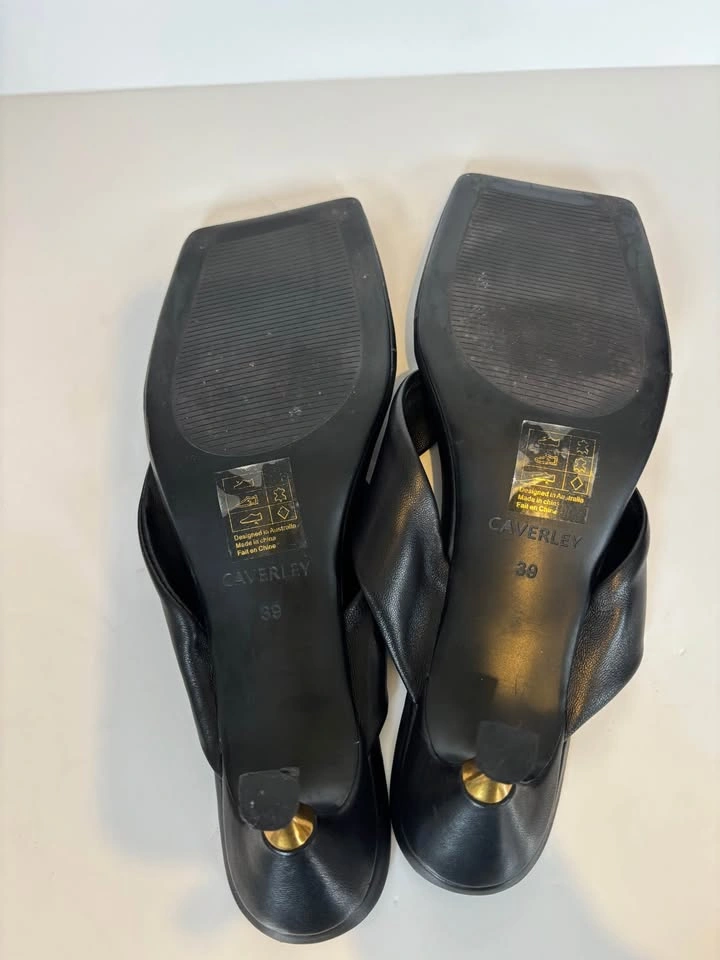 Caverley Stella Black Square-Toe Thong Mules EU 39 - photo 5