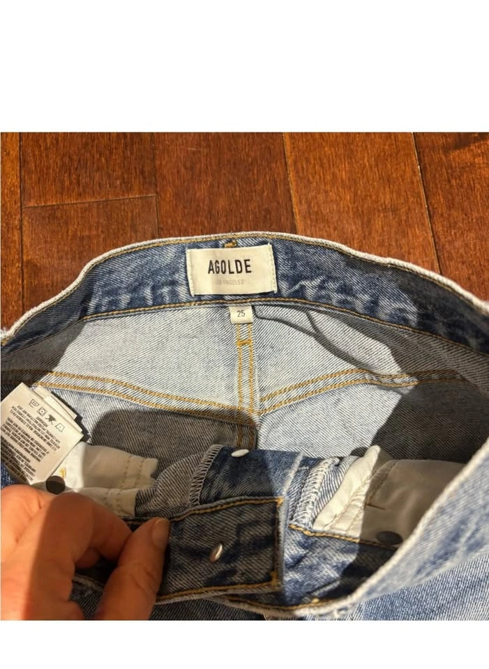 Agolde 90s Pinch Waist Light Blue Distressed Denim Jeans size 25 - photo 4
