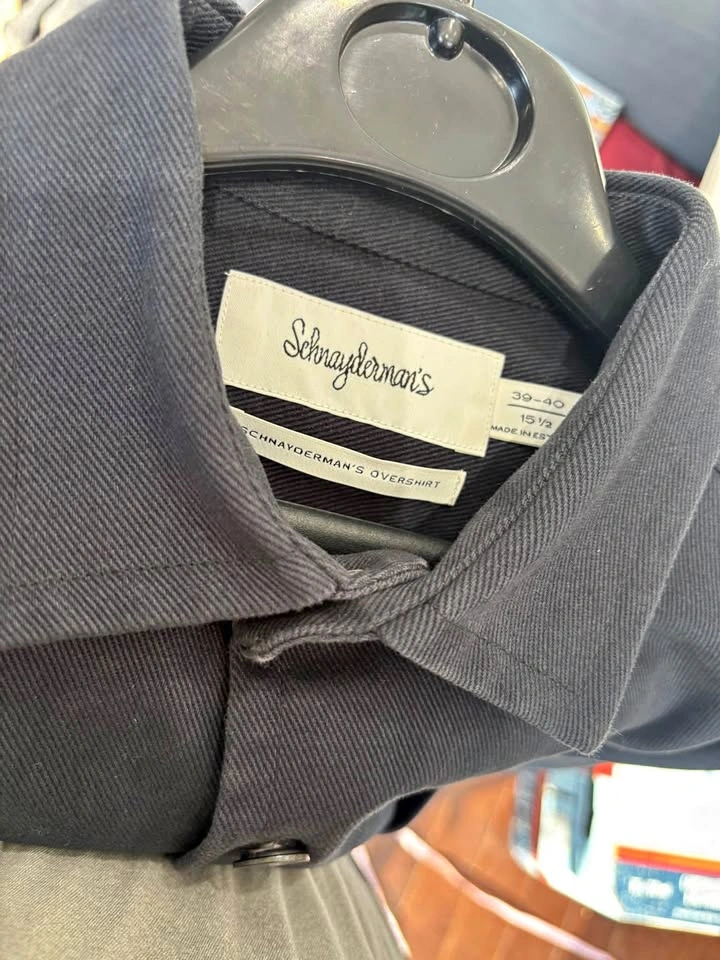 Schnayderman Men's Navy Twill Over Shirt Size 15.5